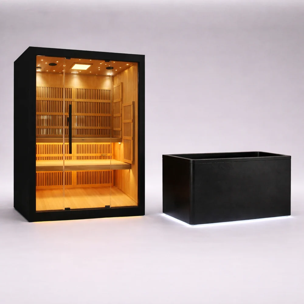 Stealth Black Plunge + Forge Infrared + Red light Sauna Combo (3-4 person)